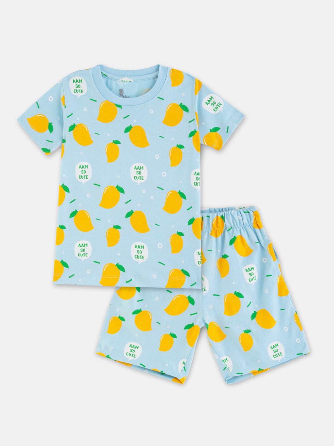 

Cuddles for Cubs Kids Printed T-shirt With Shorts, Blue