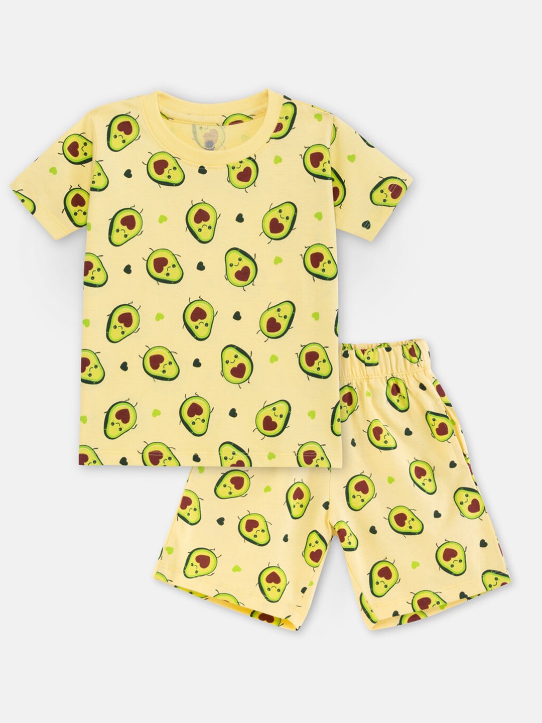 

Cuddles for Cubs Kids Printed Pure Cotton T-shirt with Shorts, Yellow