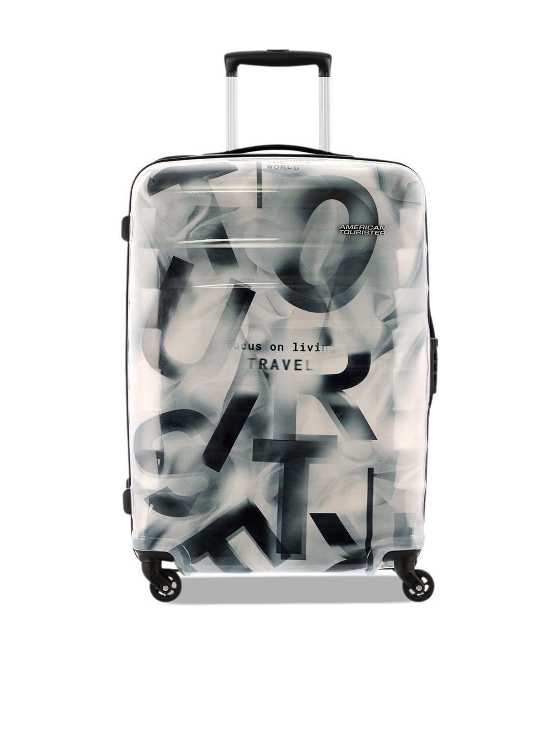 

AMERICAN TOURISTER VERG Printed Hard Large Trolley Suitcase, Black