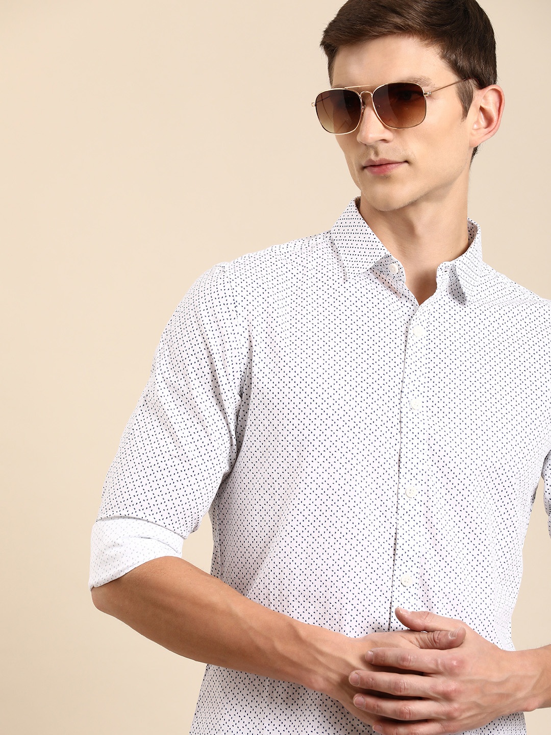 

Being Human Men Pure Cotton Opaque Printed Casual Shirt, White