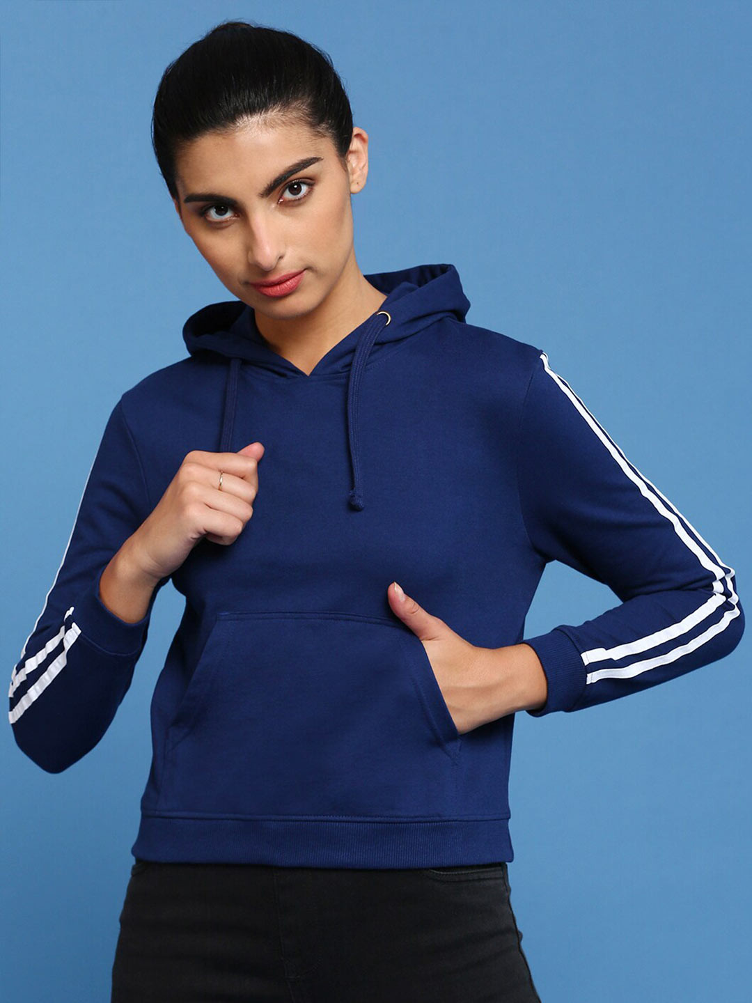 

De Moza Hooded Cotton Sweatshirt, Blue