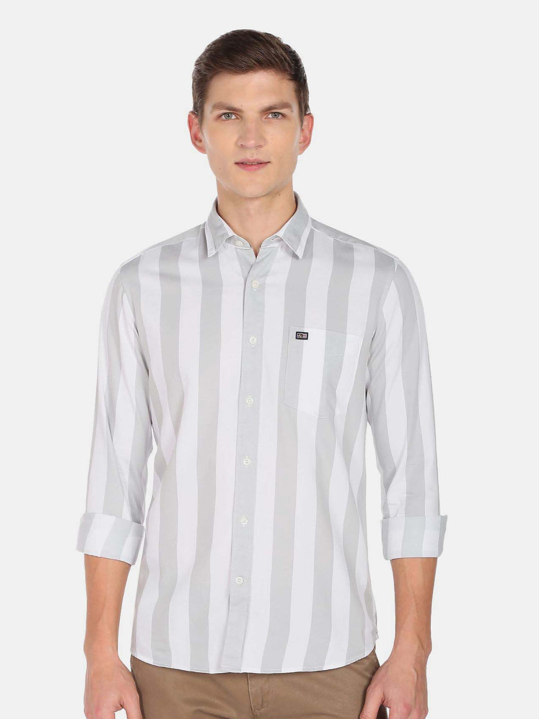 

Arrow Sport Vertical Striped Pure Cotton Casual Shirt, Grey