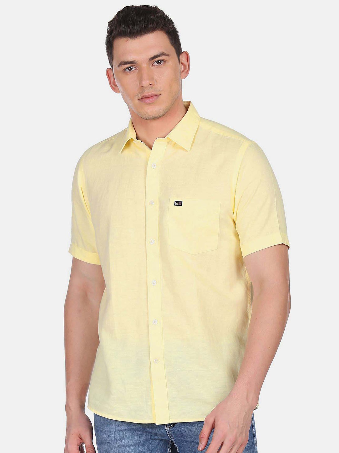 

Arrow Sport Spread Collar Cotton Linen Casual Shirt, Yellow