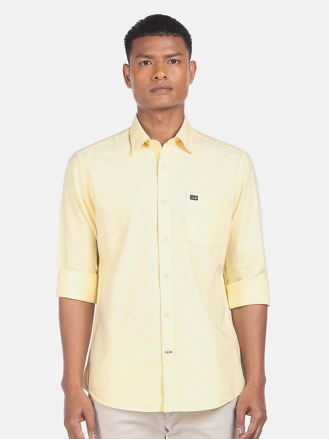 

Arrow Sport Spread Collar Pure Cotton Casual Shirt, Yellow