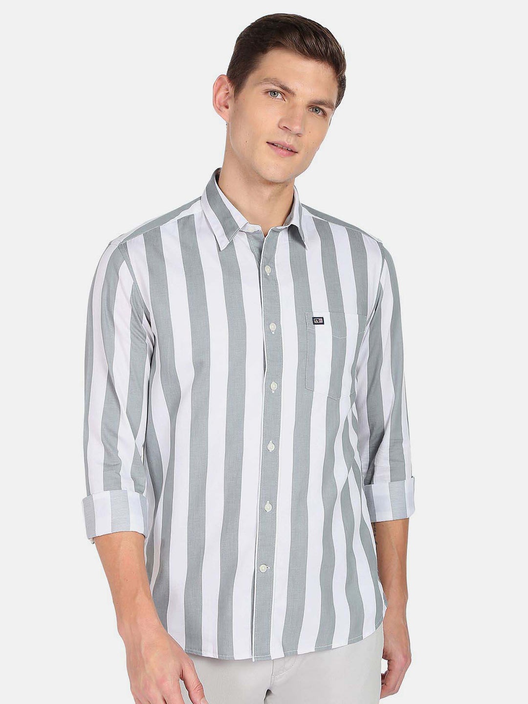 

Arrow Sport Slim Fit Vertical Striped Casual Shirt, Grey