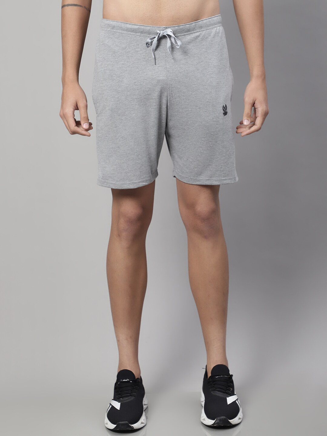 MACK JONNEY Men Mid-Rise Above Knee Cotton Sports Shorts, Grey