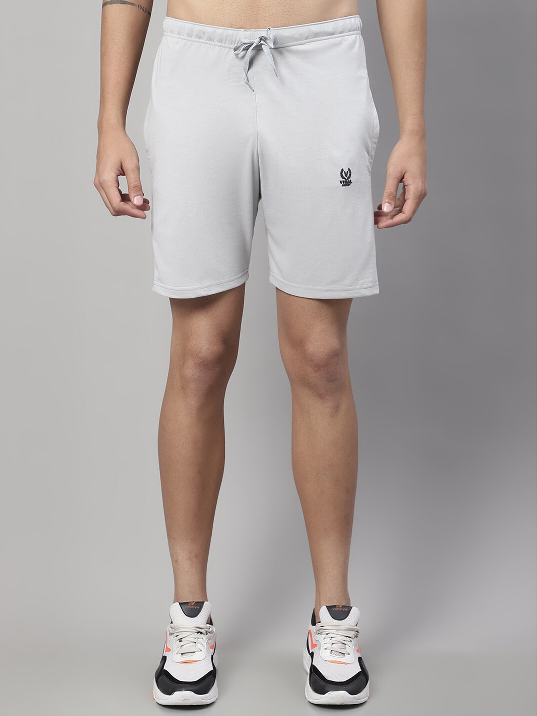 

MACK JONNEY Men Mid-Rise Above Knee Cotton Sports Shorts, Grey