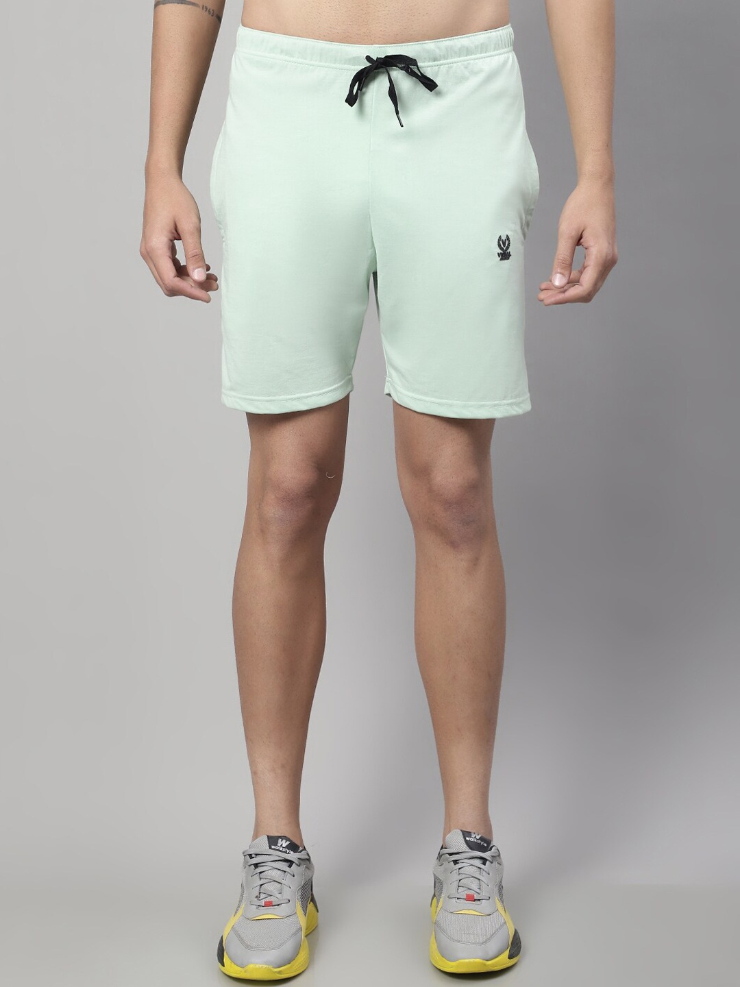 

MACK JONNEY Men Mid-Rise Above Knee Cotton Sports Shorts, Green
