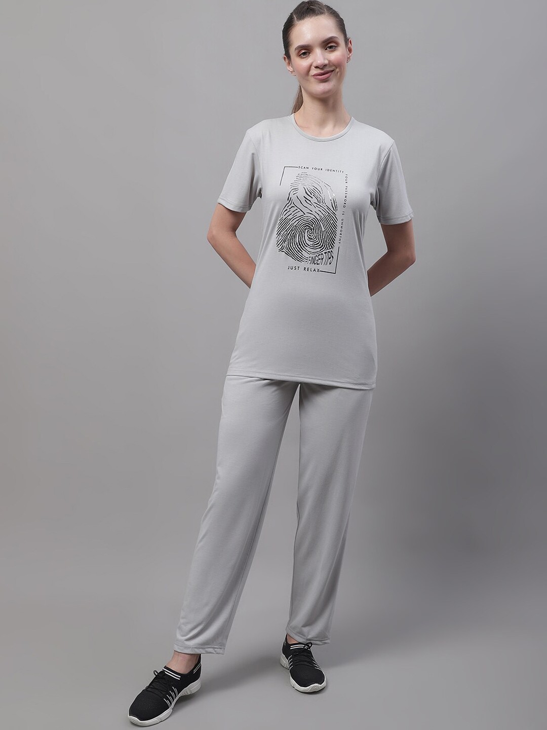 

MACK JONNEY Printed Skin-Friendly Pure Cotton Co-Ords, Grey
