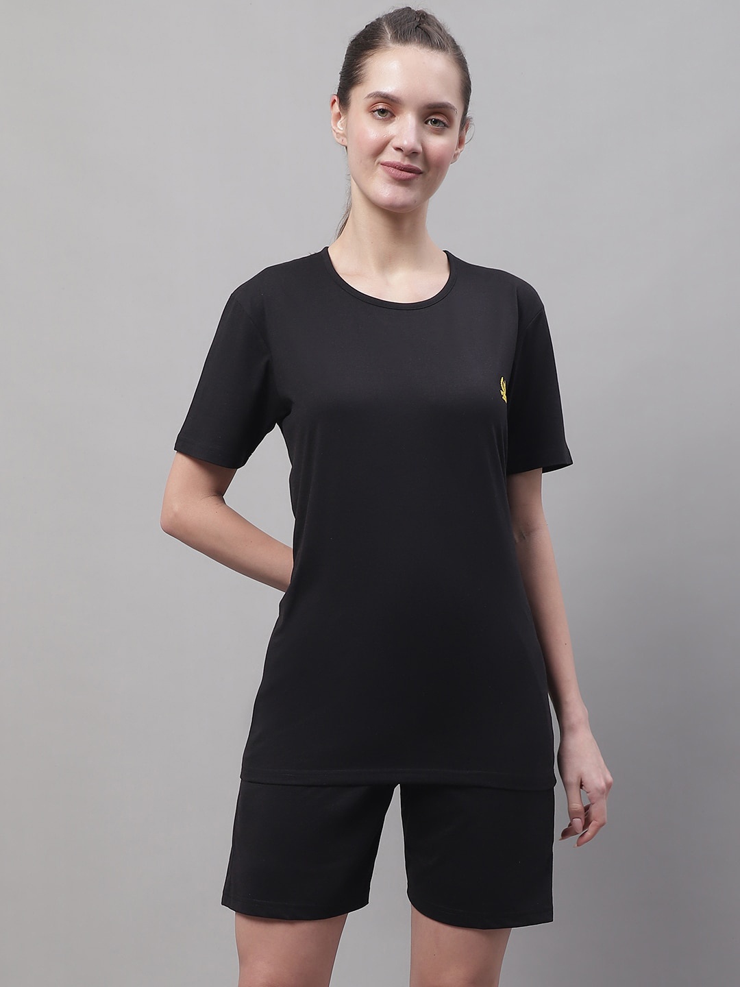 

MACK JONNEY Cotton T-Shirt With Shorts Co-Ords, Black
