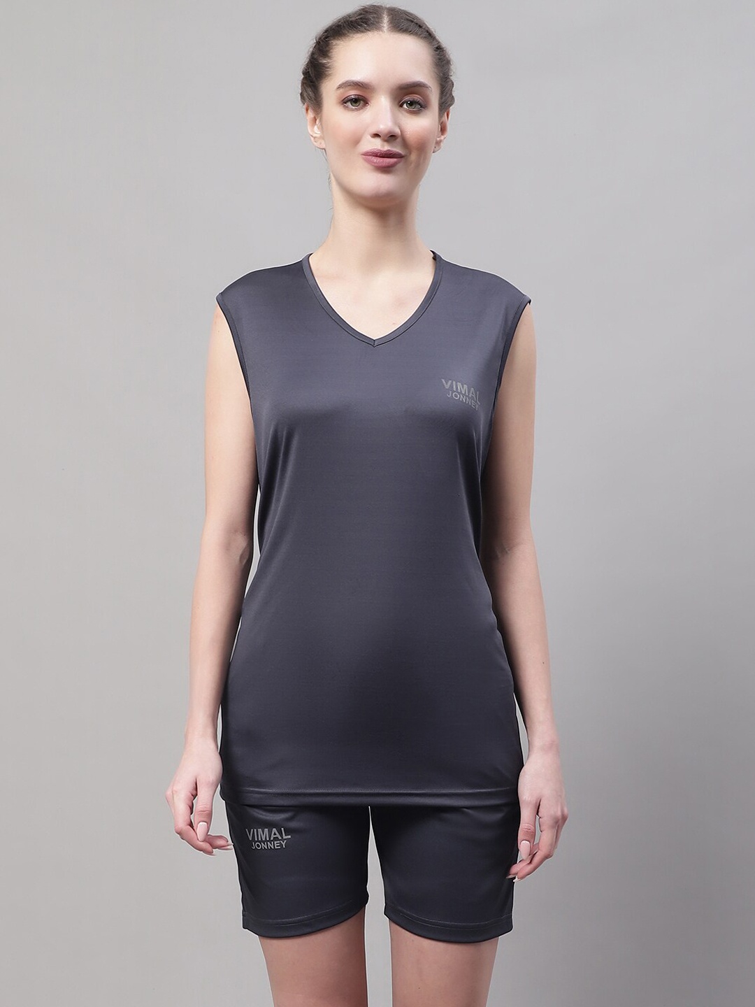 

MACK JONNEY JONNEY V-Neck Sleeveless Dry-Fit Co-Ords, Grey