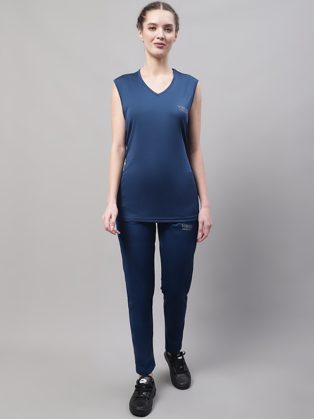 

MACK JONNEY JONNEY V-Neck Sleeveless Dry-Fit Co-Ords, Navy blue