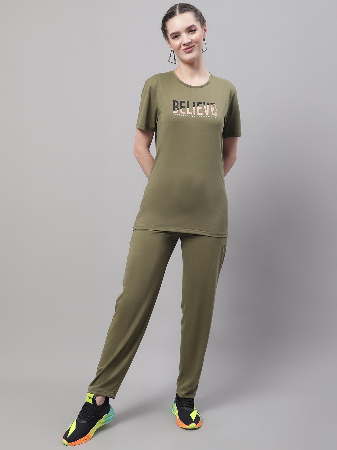 

MACK JONNEY Printed Cotton T-Shirt & Track Pants Co-Ords, Olive