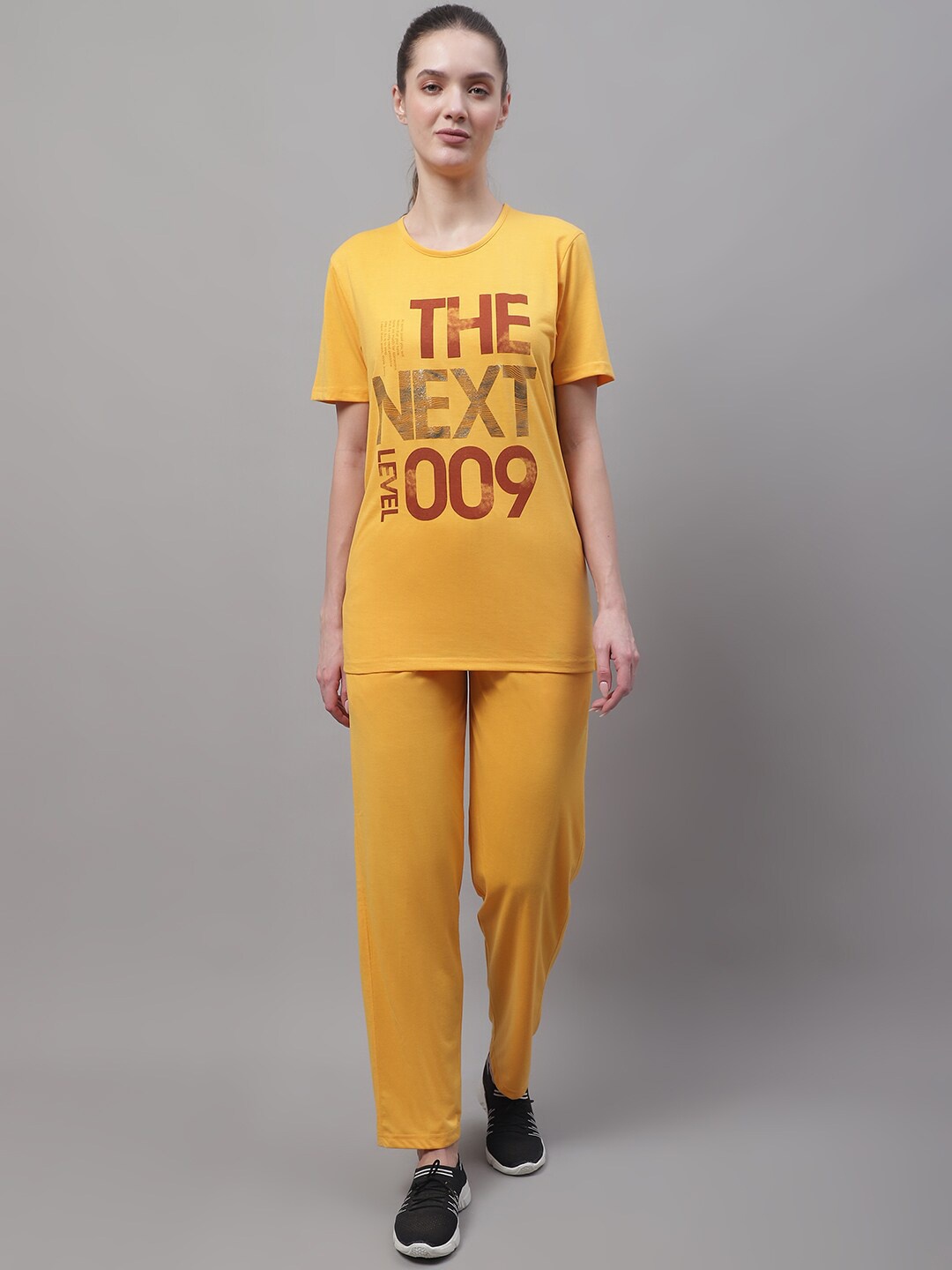

MACK JONNEY Printed Cotton T-shirt & Track Pants, Yellow