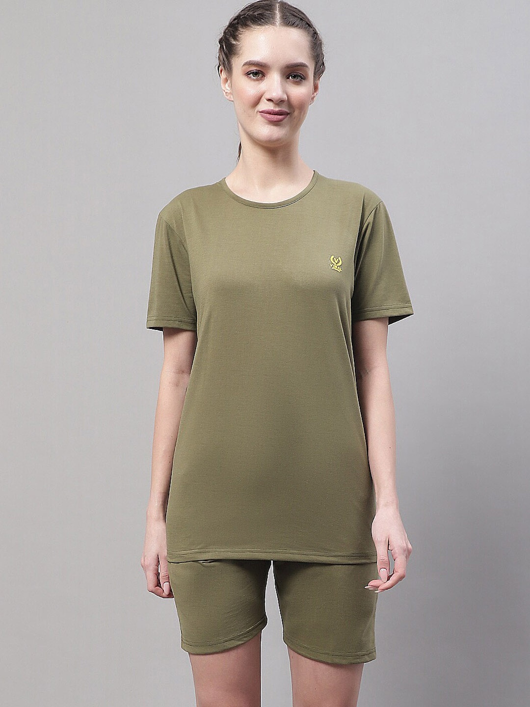 

MACK JONNEY Cotton T-Shirt & Shorts Co-Ords, Olive