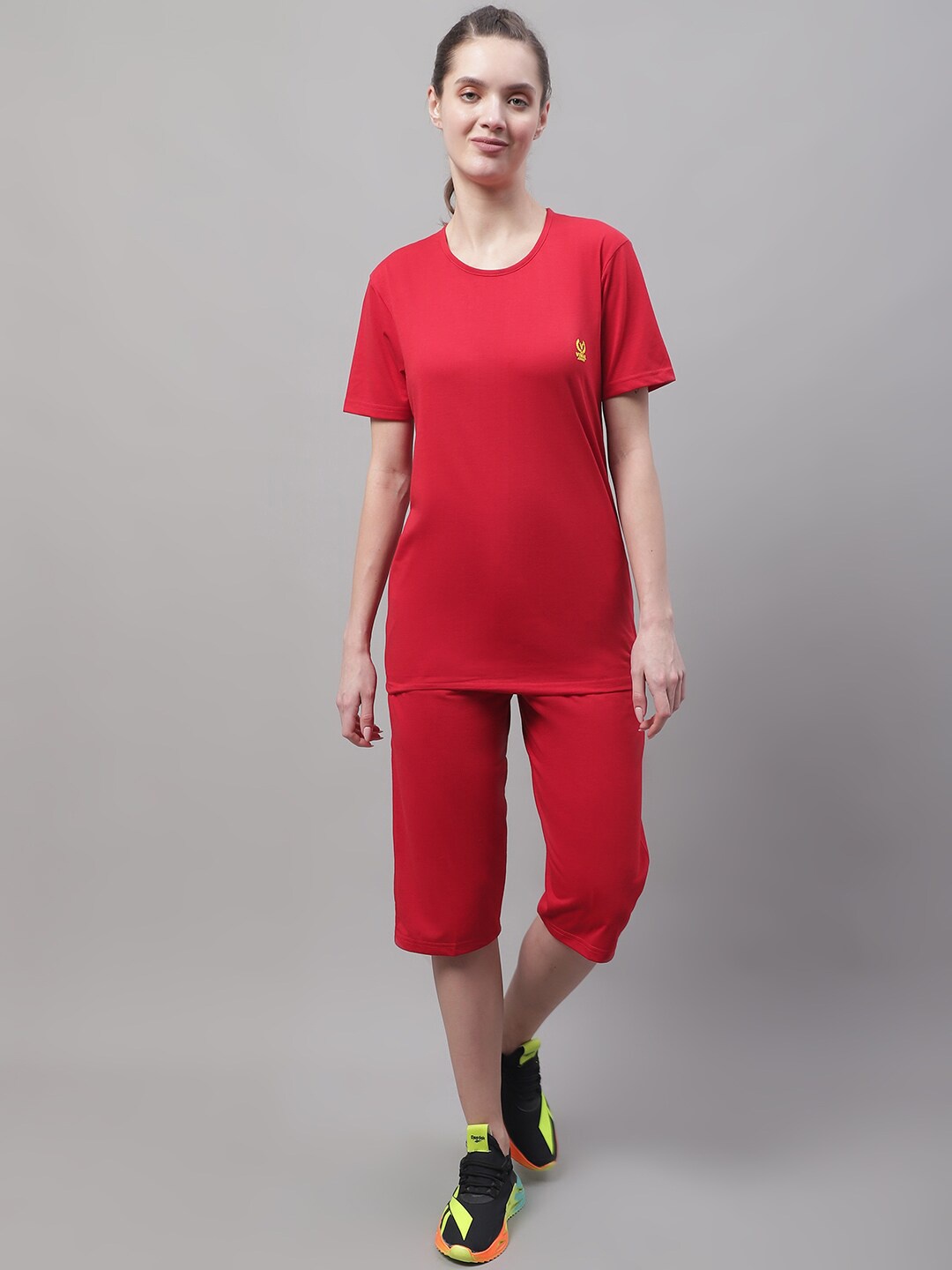 

MACK JONNEY Cotton T-Shirt With Capris, Red
