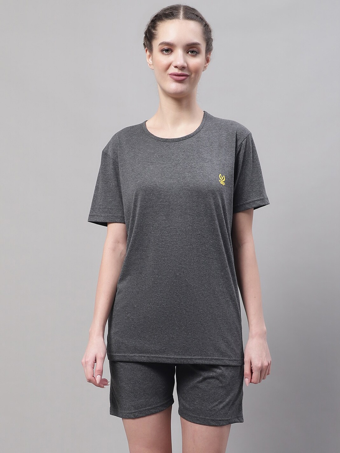 

MACK JONNEY Round Neck Short Sleeves Sports T-Shirt With Shorts Co-Ords, Charcoal