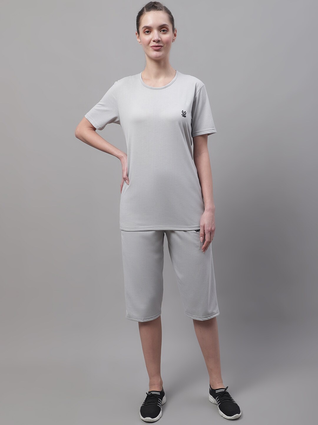 

MACK JONNEY Logo Printed Cotton T-shirt & Shorts Co-Ords, Grey