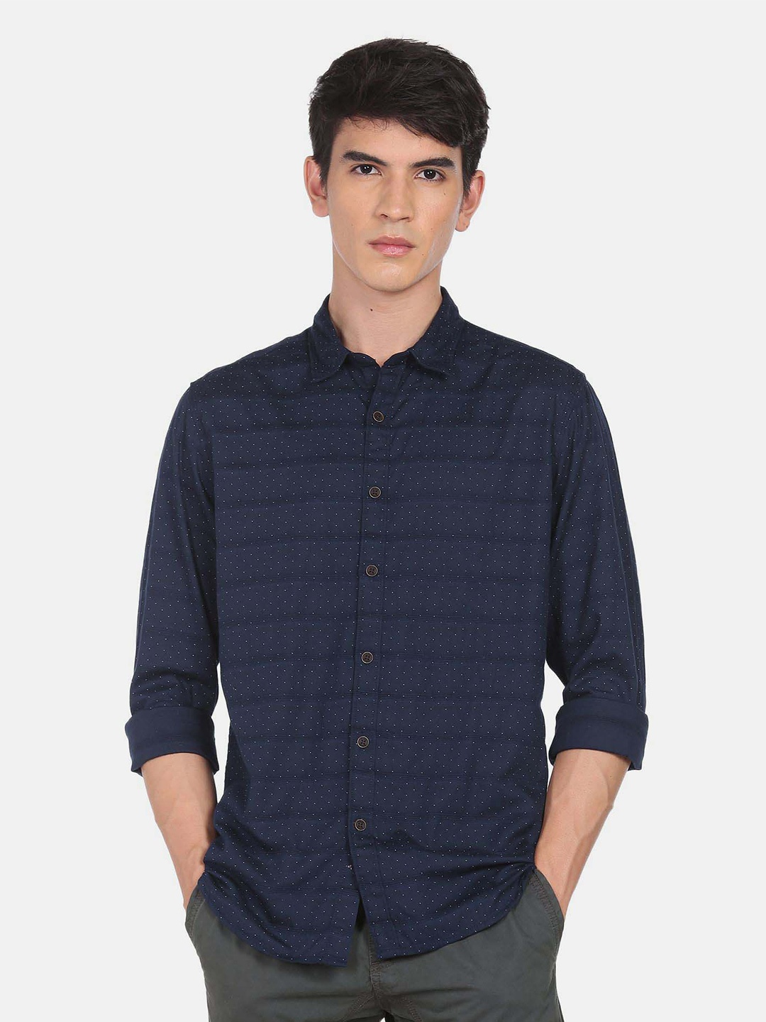 

Flying Machine Geometric Printed Pure Cotton Casual Shirt, Blue