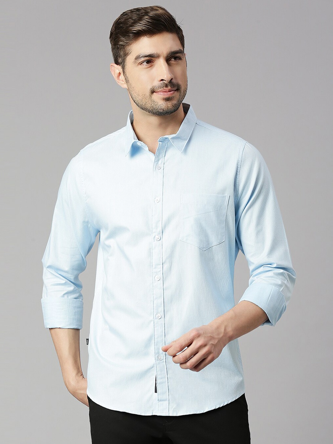 

Thomas Scott Spread Collar Classic Slim Fit Pure Cotton Casual Shirt, Blue