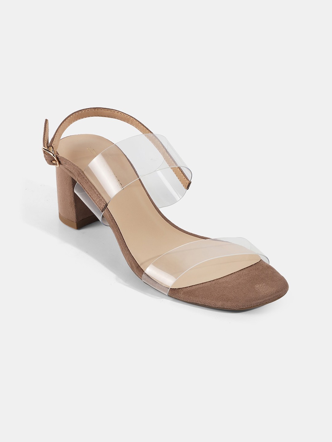 

LEMON & PEPPER Double Strap Block Heels, Beige