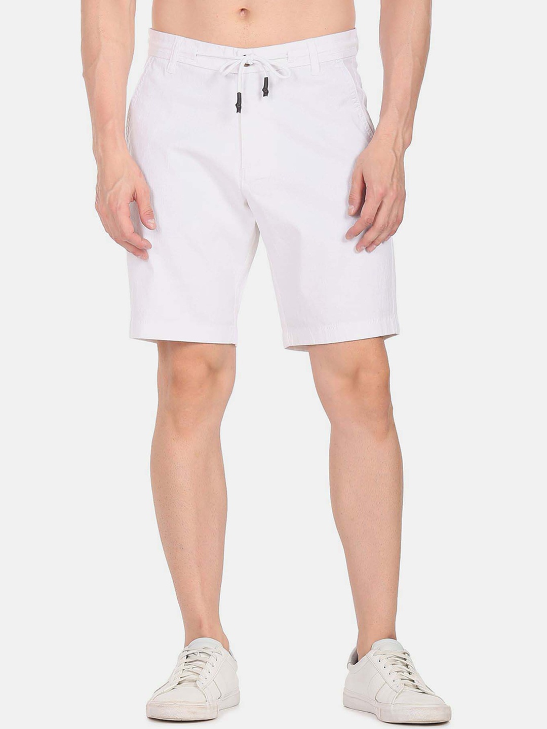 

Flying Machine Men Mid-Rise Above Knee Casual Shorts, White