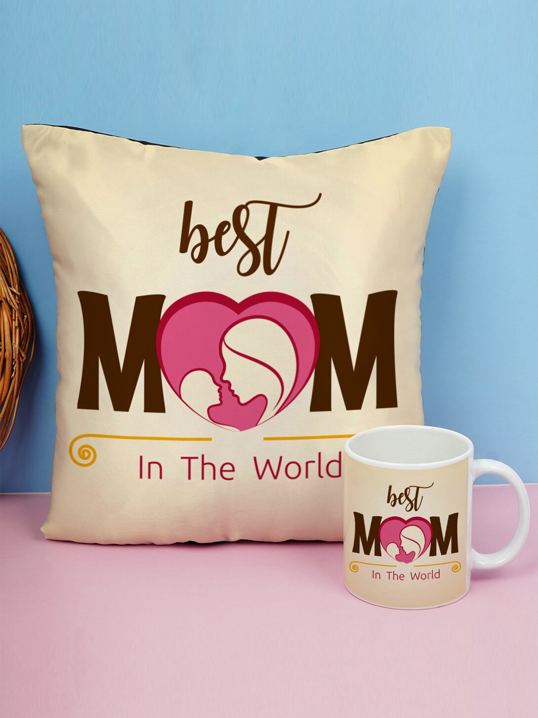 

Crazy Corner Beige & Brown 2 Pieces Printed Mother's Day Gift Set
