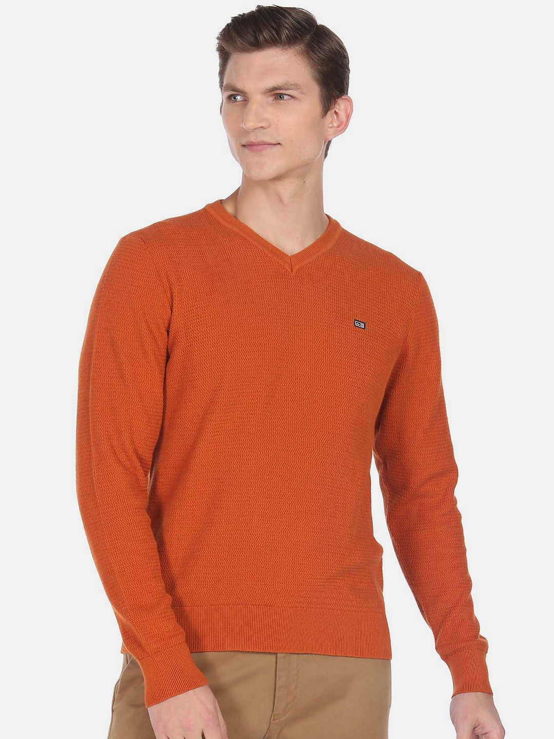 

Arrow Sport Ribbed Pure Cotton Pullover, Orange