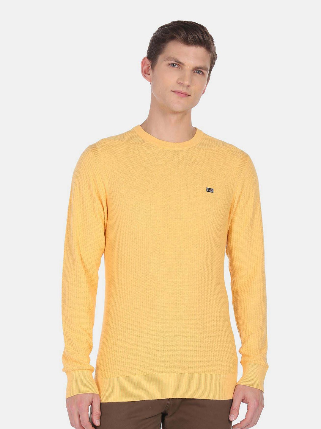 

Arrow Sport Round Neck Long Sleeves Cotton Pullover, Yellow