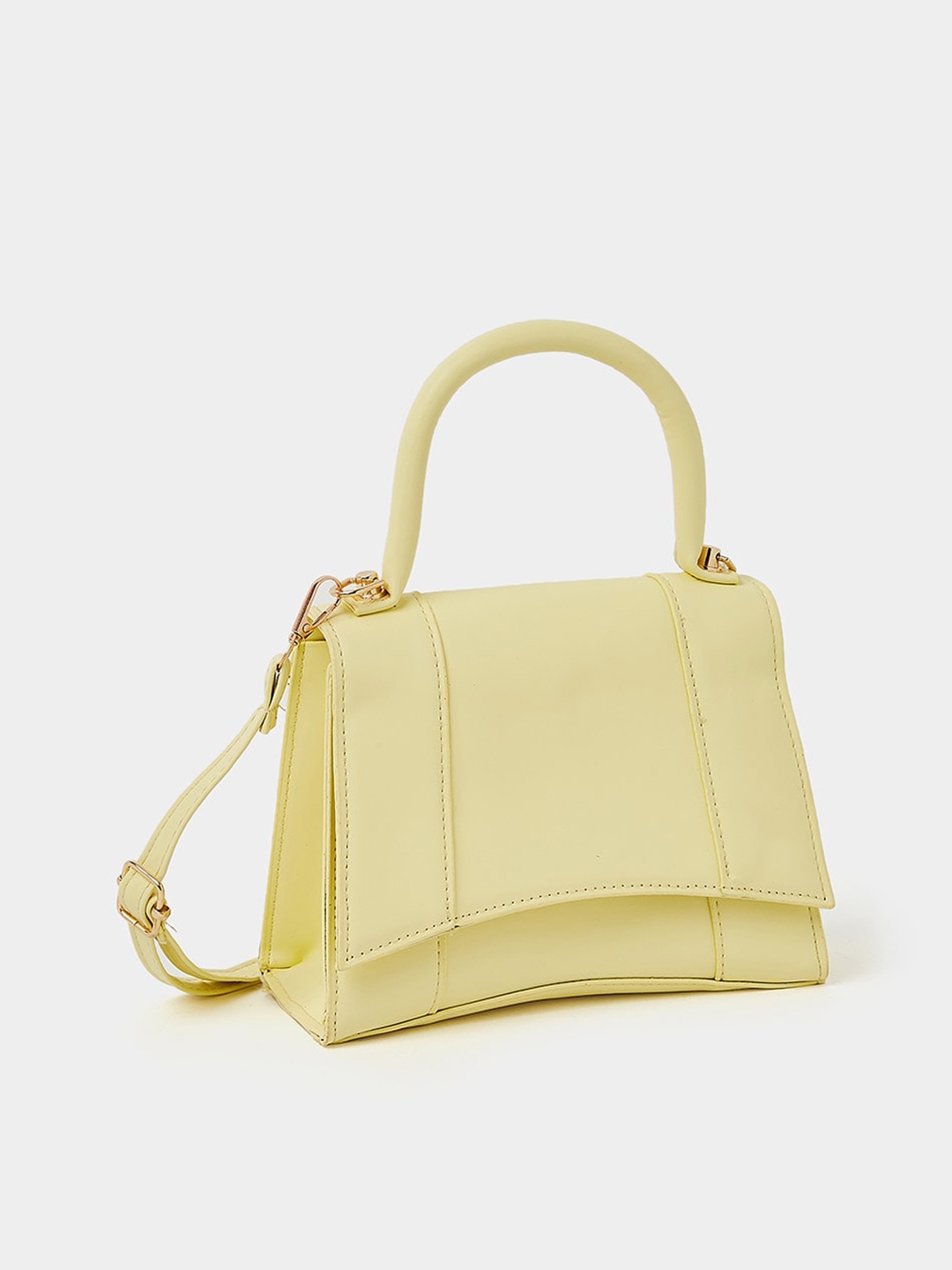 

Styli Yellow PU Structured Satchel Bag with Sling Strap