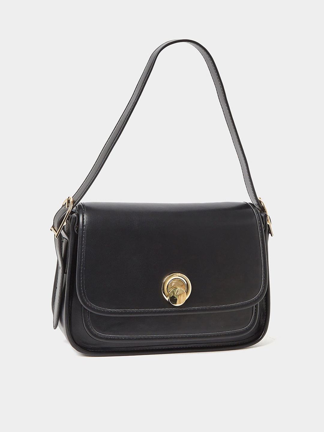 

Styli Black PU Structured Shoulder Bag