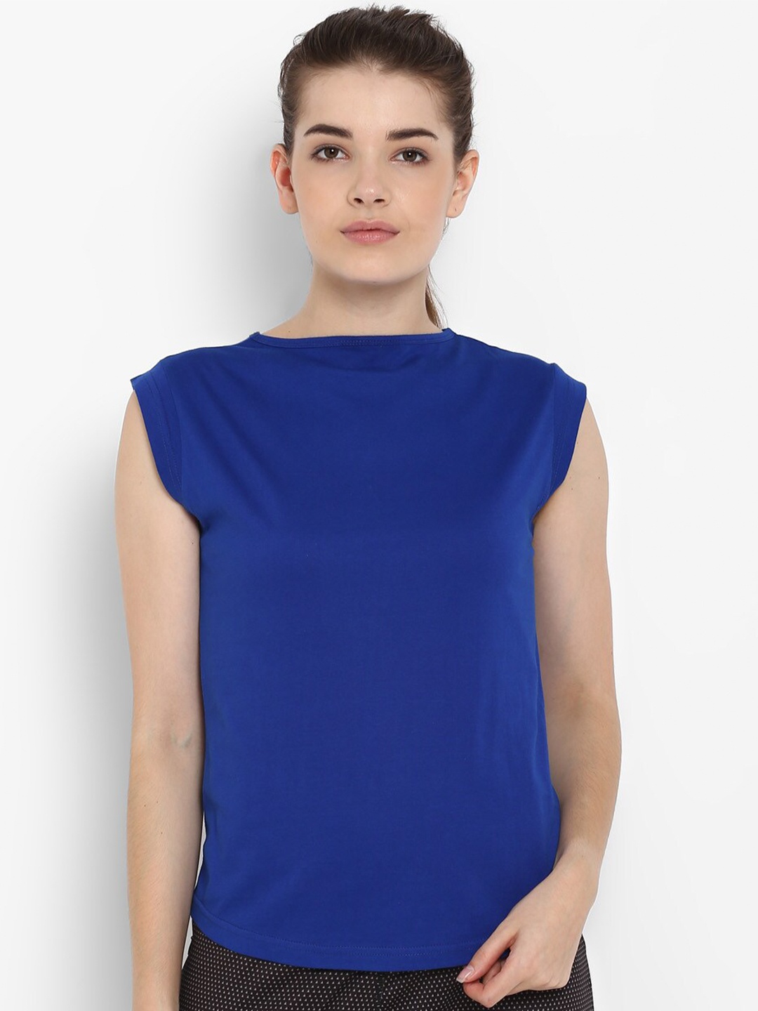 

appulse Cap Sleeves Cotton Slim Fit T-shirt, Blue