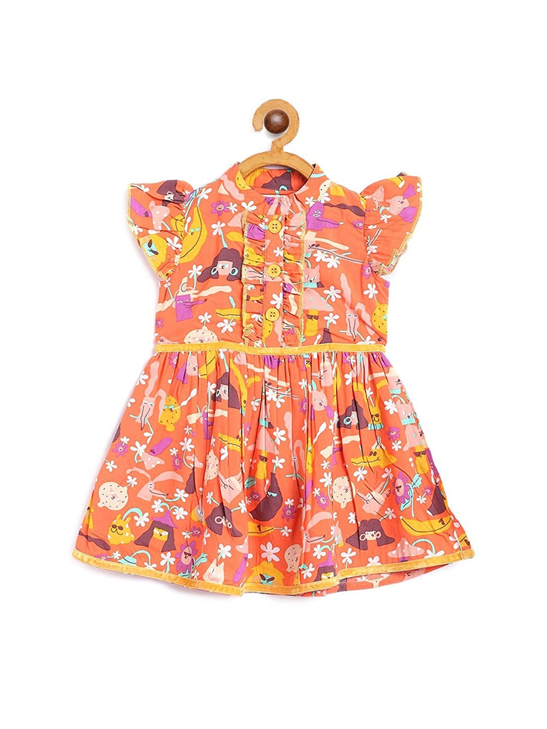 

Bella Moda Girls Floral Print Flutter Sleeve Fit & Flare Dress, Orange