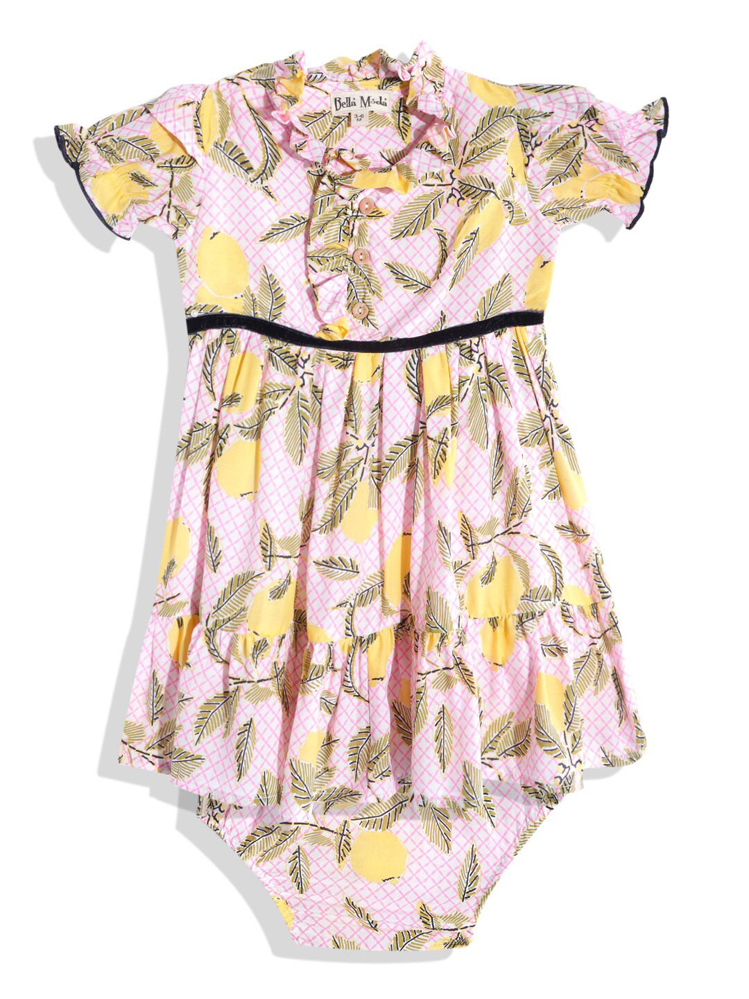 

Bella Moda Infant Girls Floral Printed Pure Cotton Fit & Flare Dress With Matching Brief, Pink