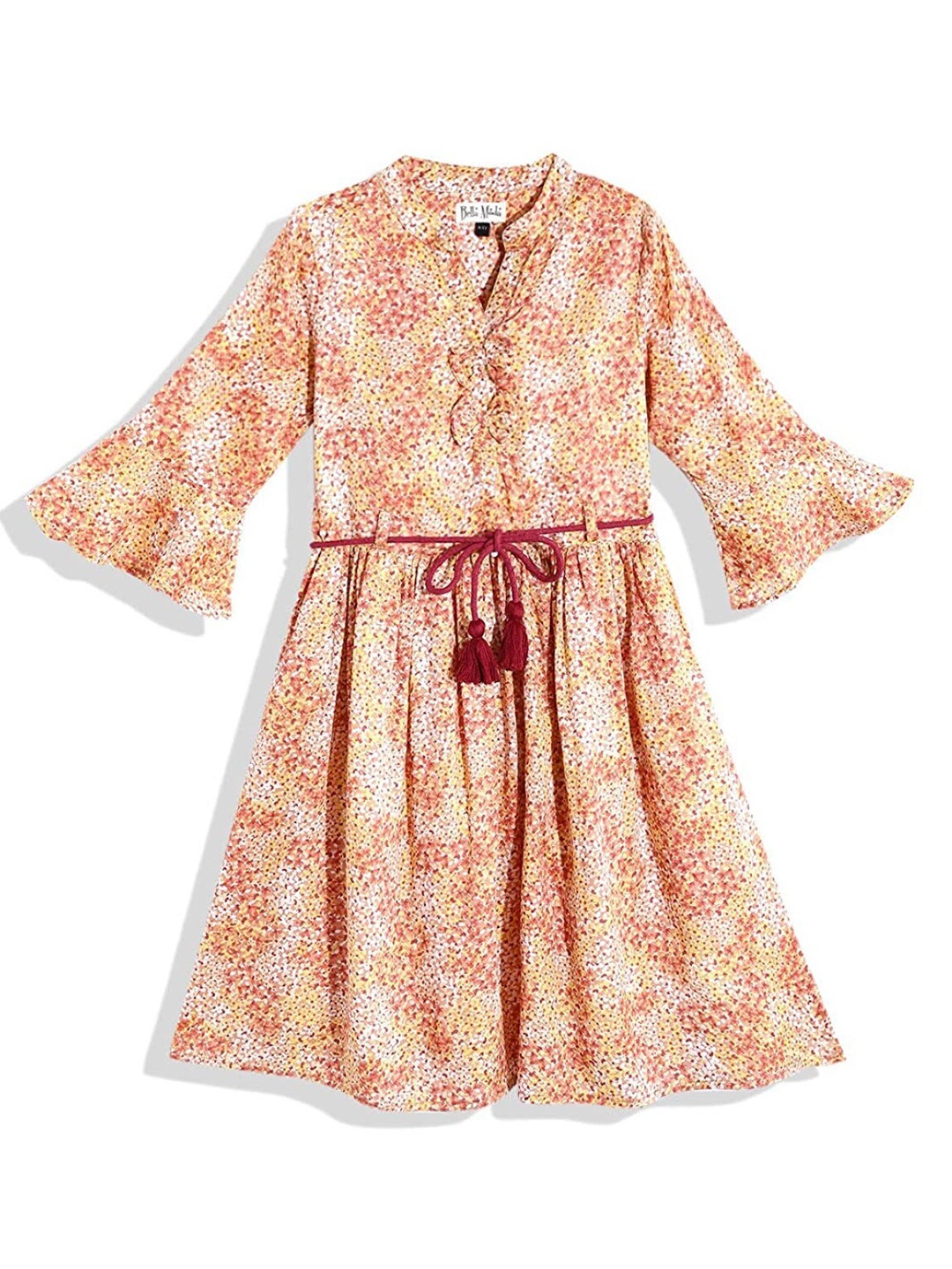 

Bella Moda Girls Floral Print Bell Sleeve Fit & Flare Dress, Rust
