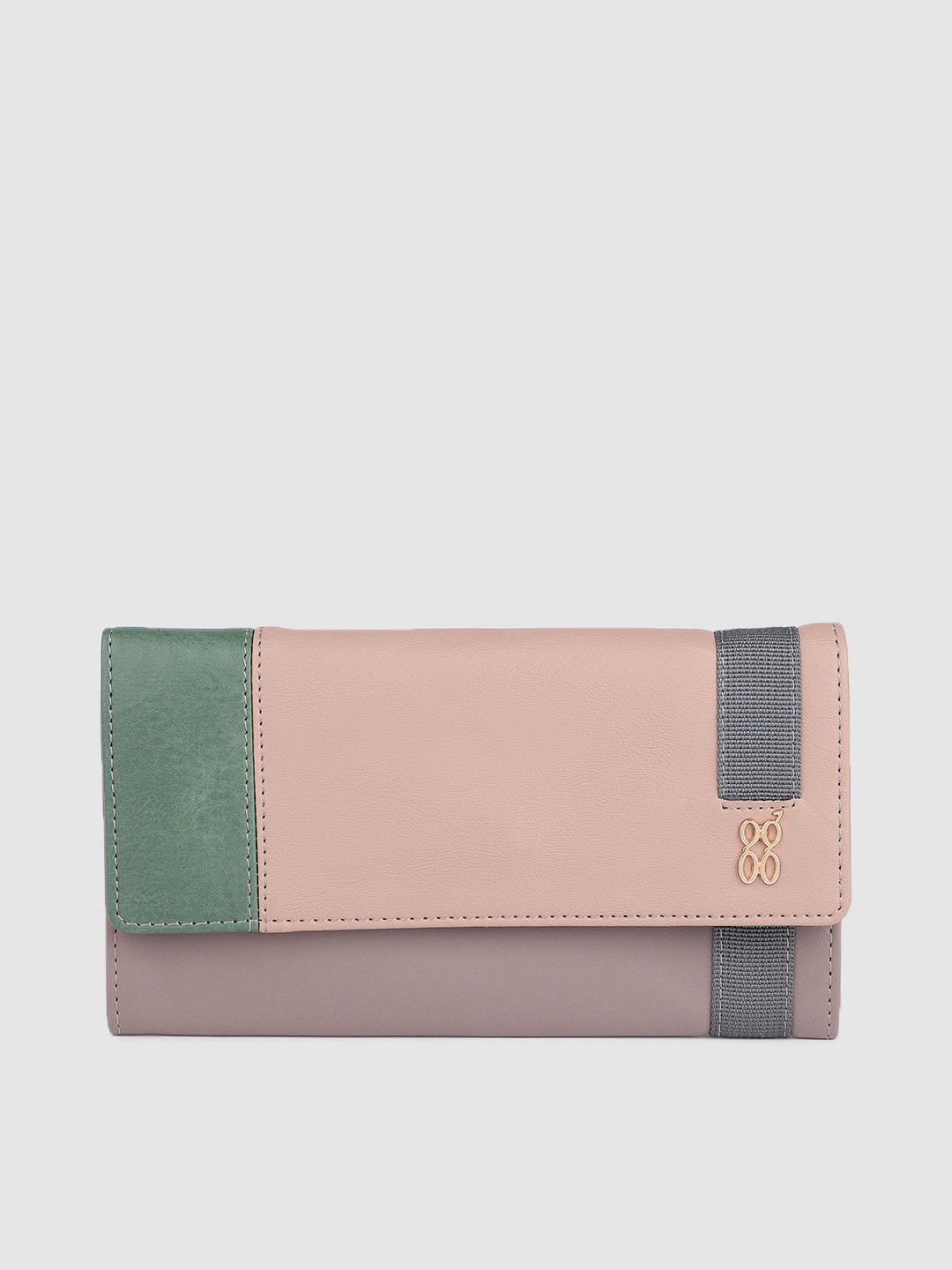 

Baggit Women Colourblocked Three Fold Wallet, Beige