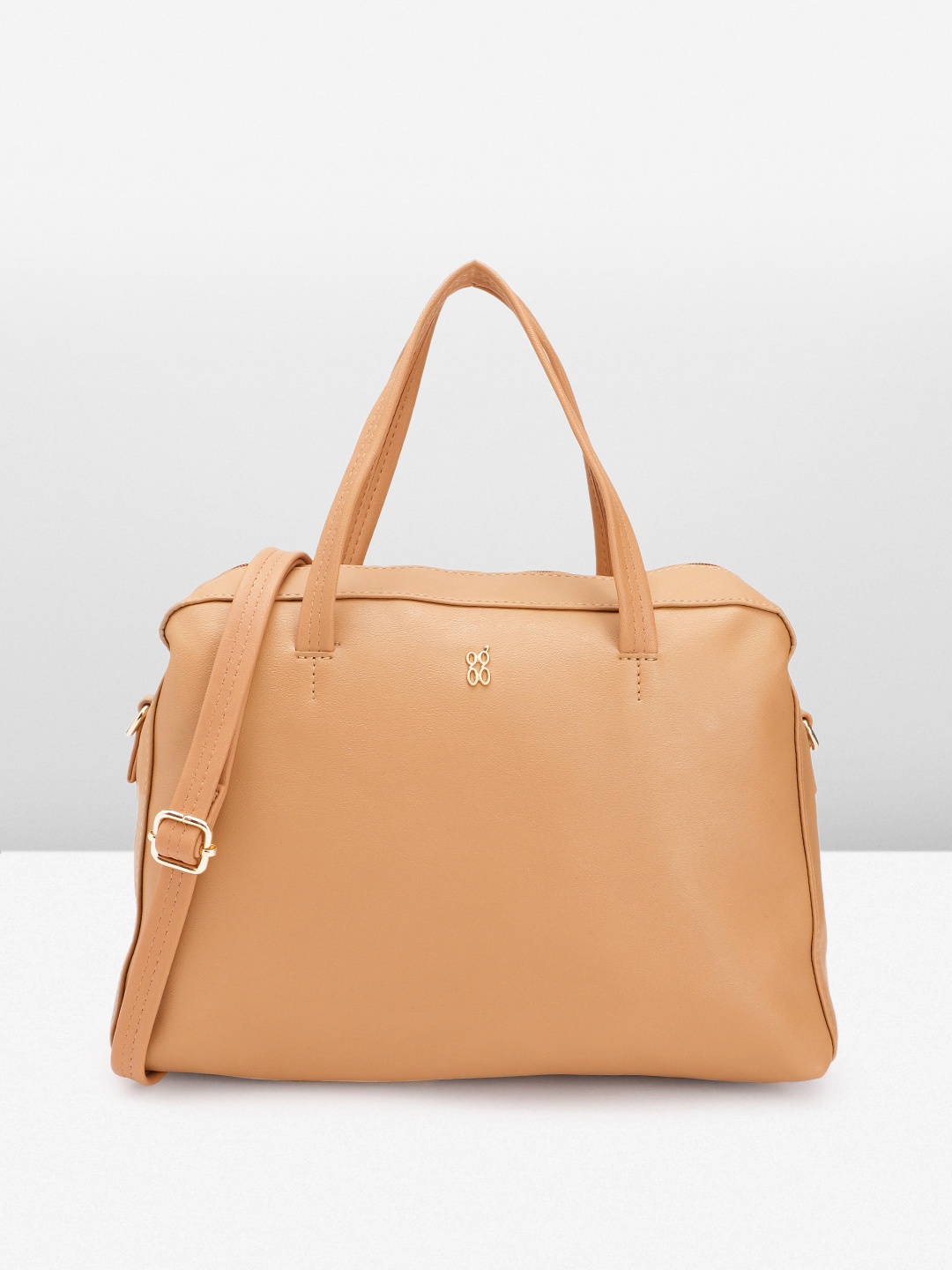 

Baggit Solid PU Structured Handheld Bag, Beige