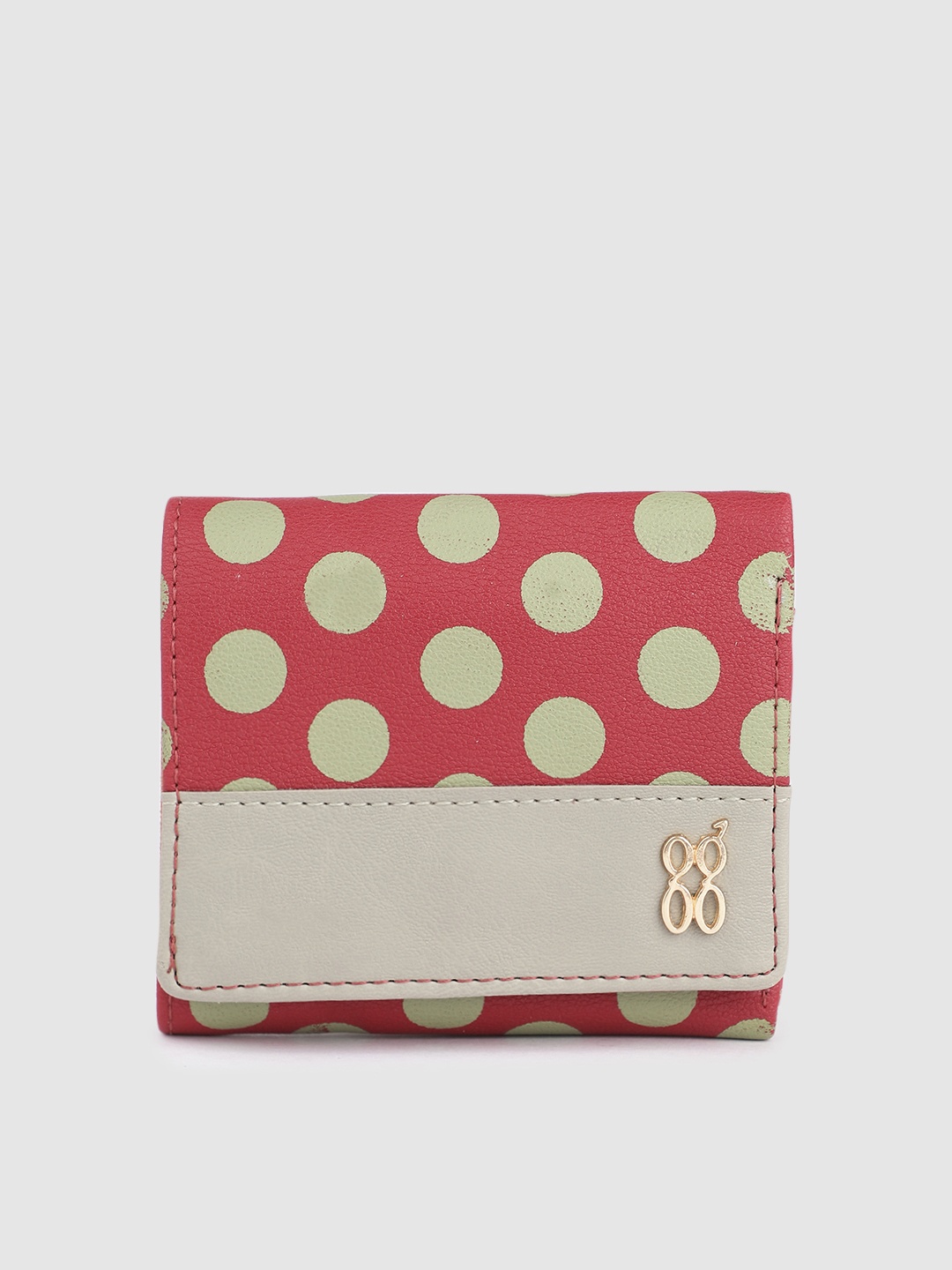 

Baggit Women Geometric Printed Three Fold Wallet, Red