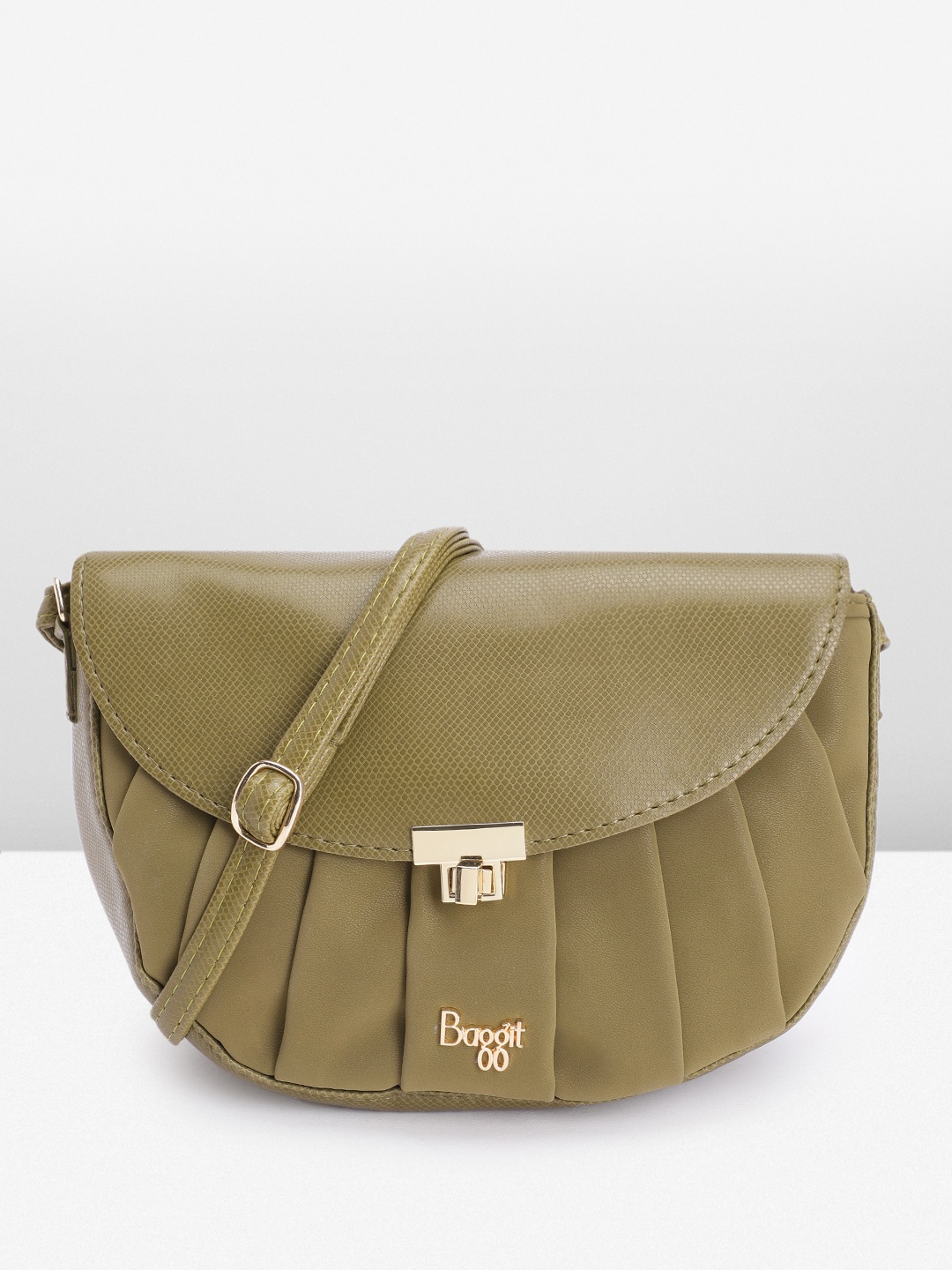 

Baggit Pleated Structured Sling Bag, Olive