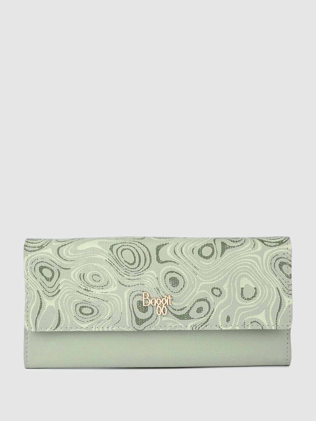 

Baggit Women Abstract Printed Envelope Wallet, Green