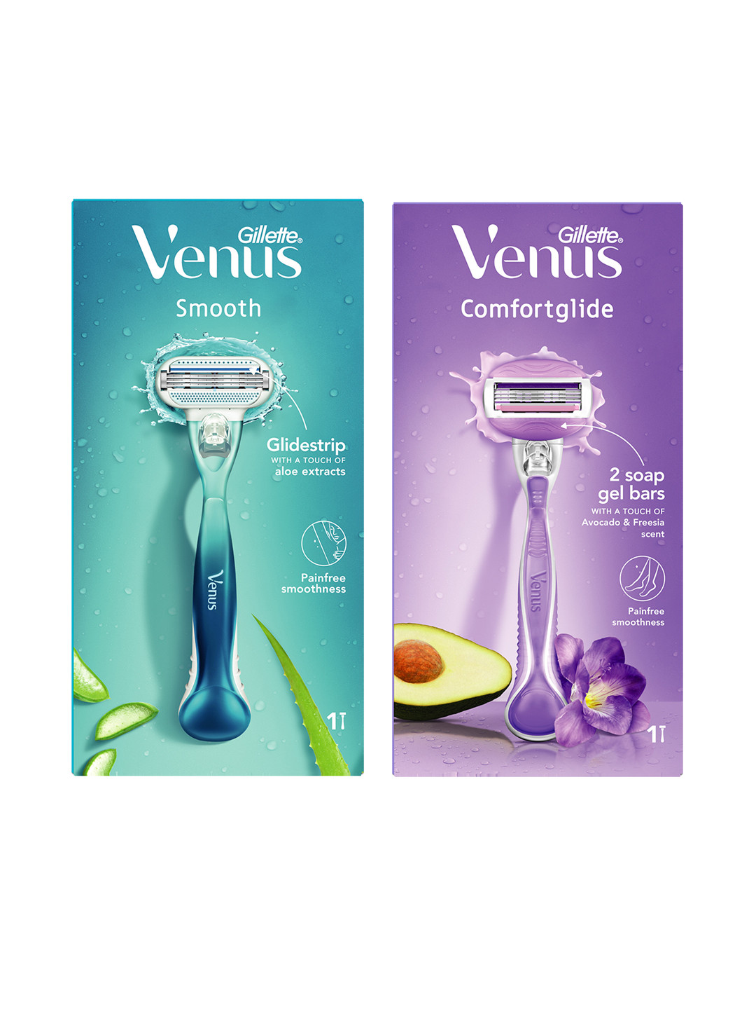 

Gillette Venus Women Set of 2 Hair Removal Razors - Breeze & Smooth, Lavender