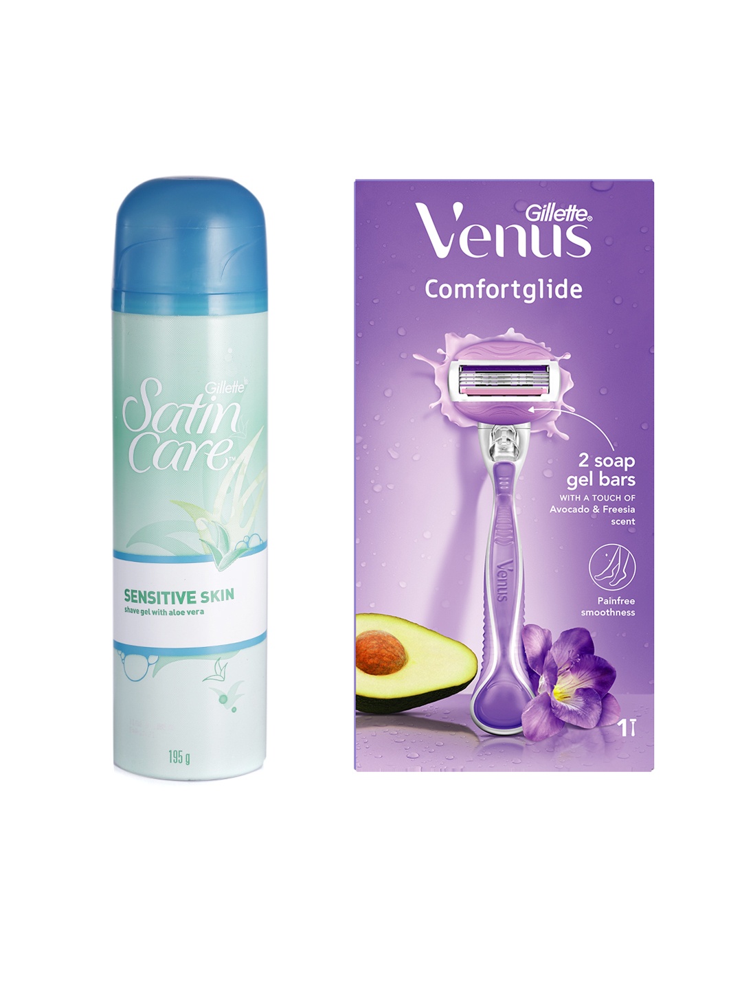 

Gillette Venus Women Set of Breeze Hair Removal Razor & Stain Care Pre Shave Gel 195g, Lavender