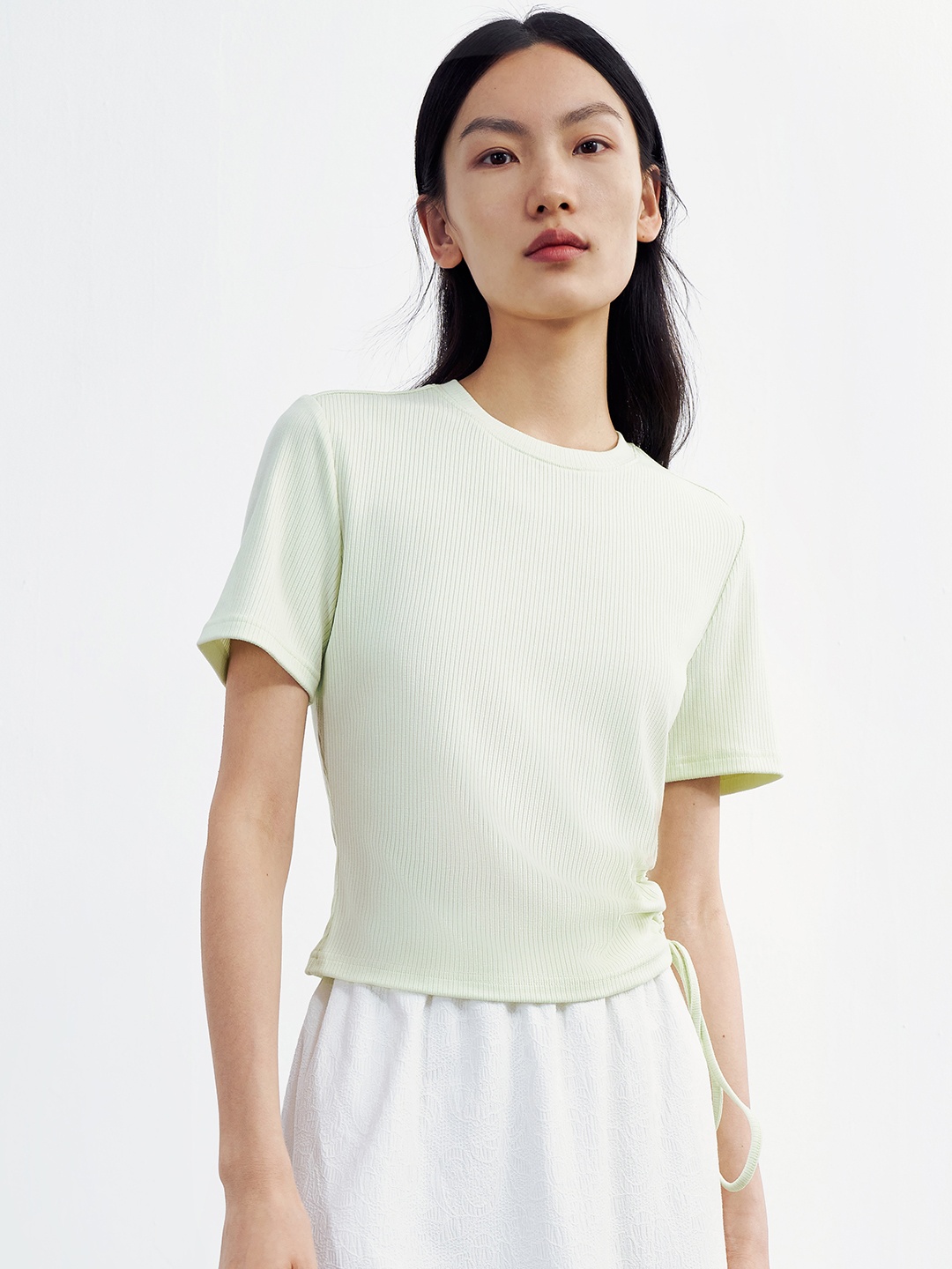 

Urban Revivo Cut-Out Ruched Top, Green