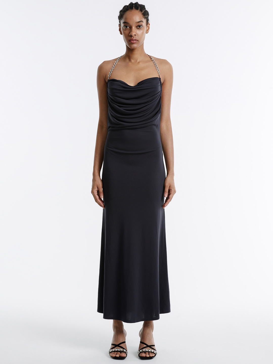 

Urban Revivo Halter Neck Backless Maxi Dress, Charcoal