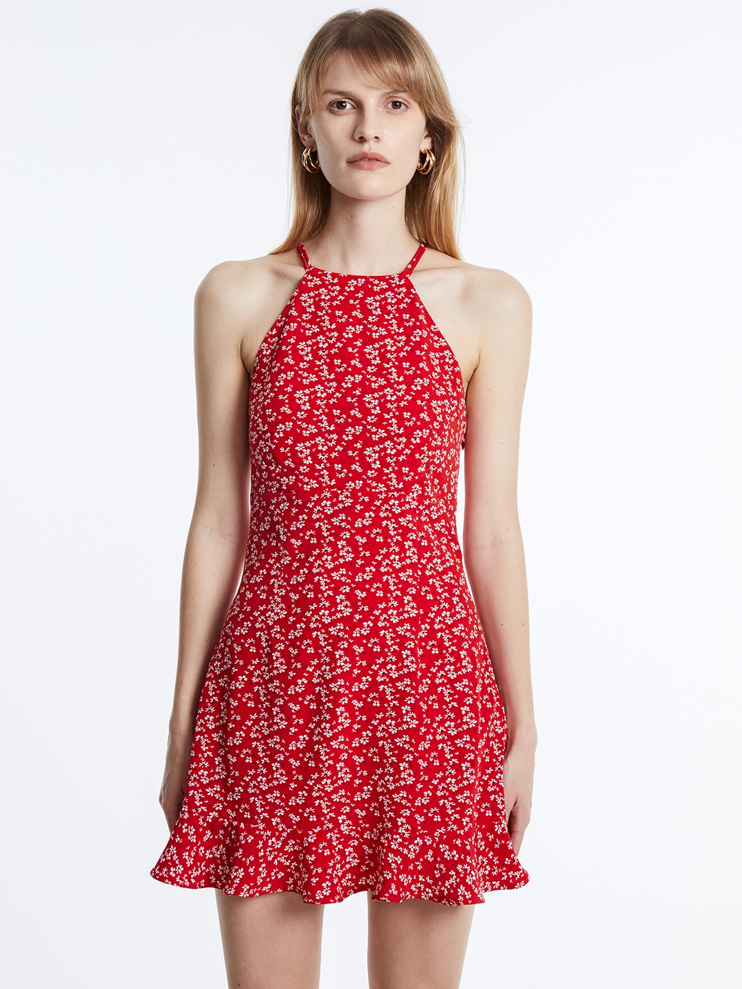 

Urban Revivo Floral Print Ruffled A-Line Mini Dress, Red