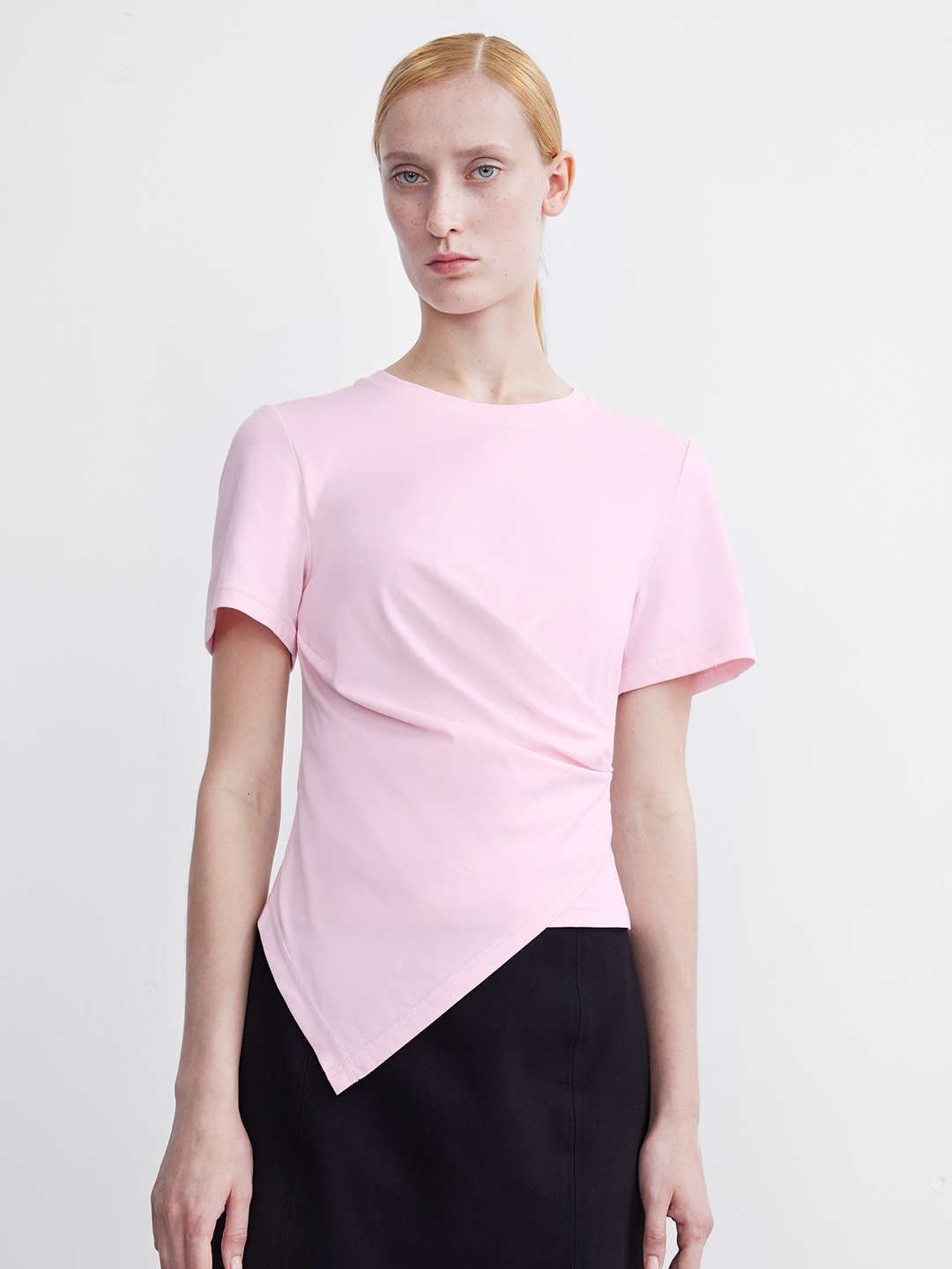 

Urban Revivo Pure Cotton Asymmetrical Hem Top, Pink