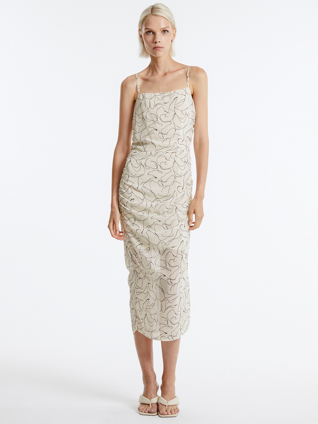 

Urban Revivo Abstract Printed Sheath Midi Dress, White