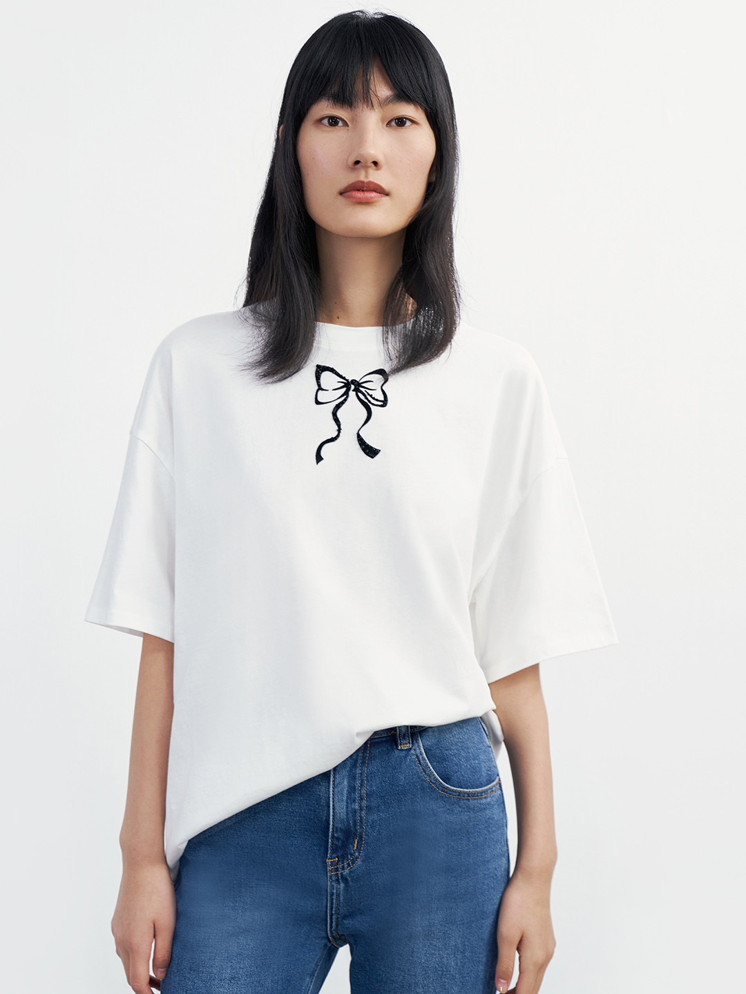

Urban Revivo Printed Pure Cotton Oversized T-shirt, White
