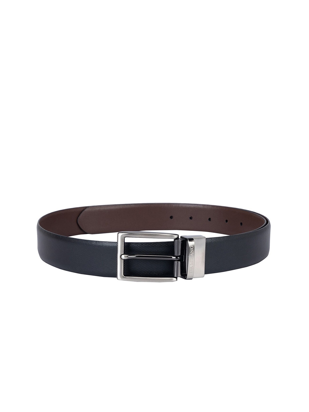 

Da Milano Men Textured Leather Reversible Belt, Black