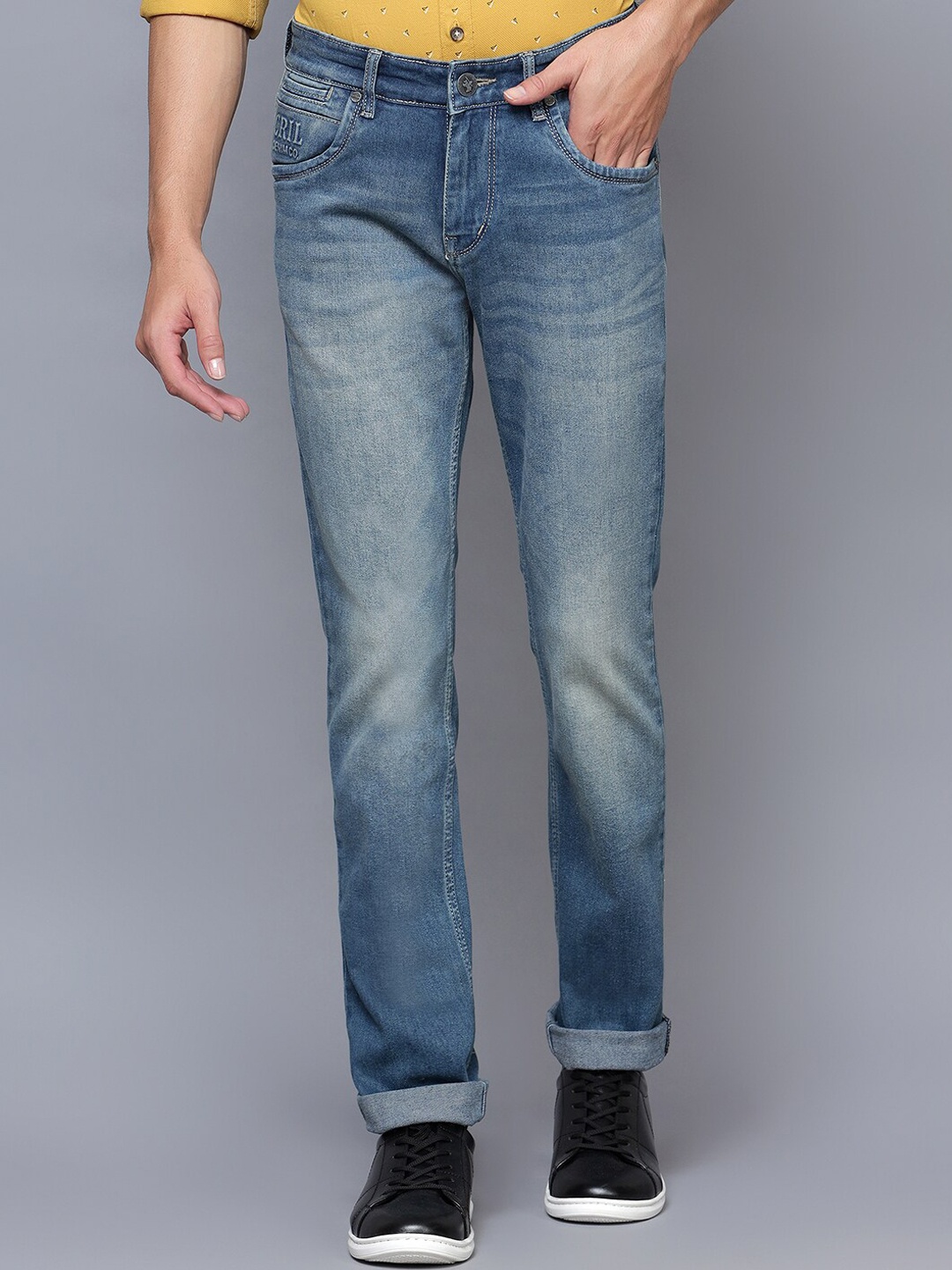 

Cantabil Men Heavy Fade Clean Look Stretchable Jeans, Blue